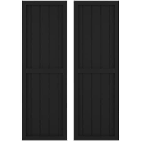 Americraft 5-Board Exterior Wood 2 Equal Panel Framed Board-n-Batten Shutters, ARW101BF518X59BLH